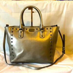 Michael Kors tote new no tags silver studded with top & adjustable straps